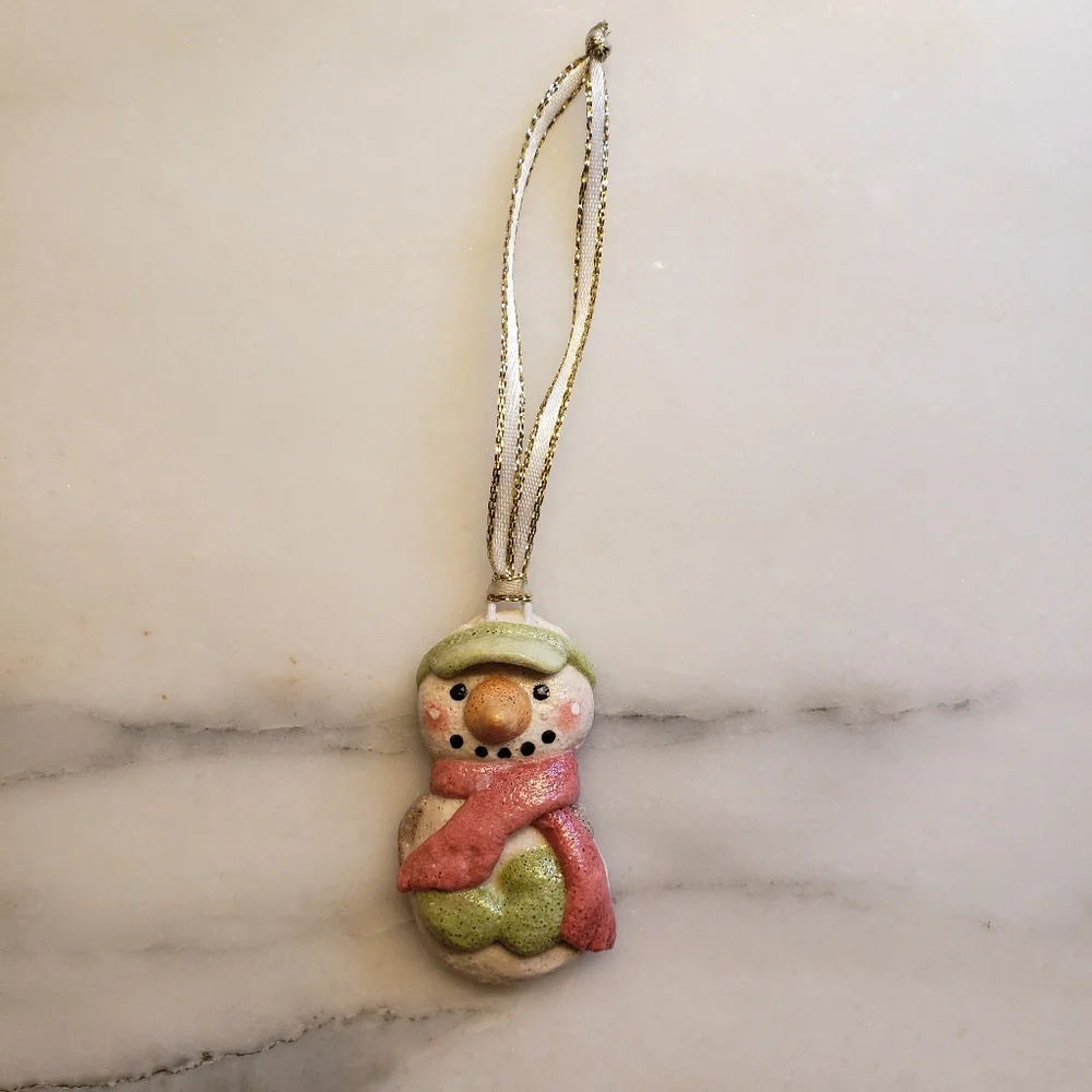 New Handmade Salt Dough Snowman Ornament
